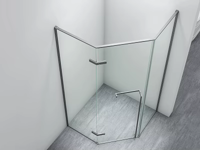 Modern Bathroom Corner Glass Shower Enclosure With Chrome Handles And Clear Panels 3d model