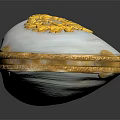 Elegant Mother of Pearl Oval Trinket Box with Gold Leaf Decoration as Ornament Set