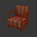 Comfortable Modern Dining Chair With Wooden Frame Square Armrests And Striped Upholstery