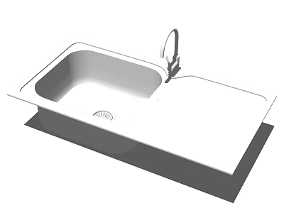 Durable Modern Single Bowl Kitchen Sink With Faucet On White Countertop 3d model
