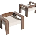 Modern Simple Leisure Chairs with Wooden Frame and Beige Cushions for Indoor Outdoor Use