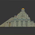 Pyramid Shaped Residential Building With Multi Level Structure Yellow Exterior And Blue Accents