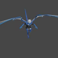 Blue Dragon like Game and Movie Character With Wings Black Top and Blue Pants