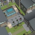 Traditional Modern Hotel Building With Multi Story Design And Wooden Accents