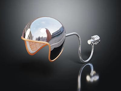 Commercial Safety Equipment With Transparent Face Shield And Flexible Metal Hose Design 3d model
