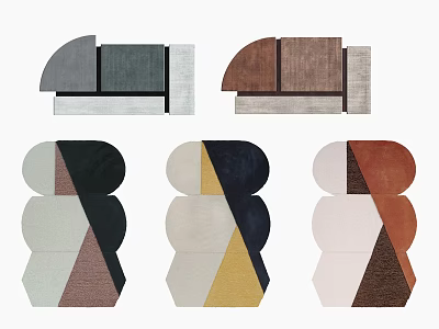 Stylish Shaped Rugs With Geometric Patterns And Multicolor Designs For Modern Home Interiors 3d model