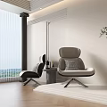 Modern Leisure Chairs In Bright Room With Wooden Floor And Green Plant