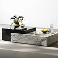 Modern Coffee Tables Black and Marble Design Featuring Flower Vase Books Lemon Bowl Coasters