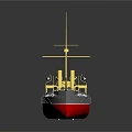 Detailed Vintage Water Vessel Model with Yellow Superstructure Red Hull Multiple Chimneys and Mast