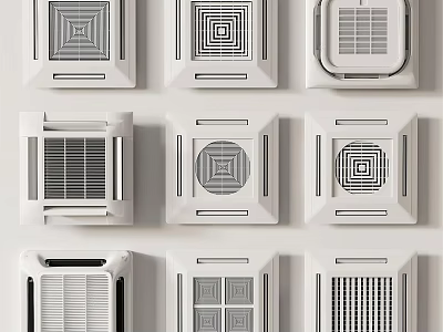 Home Interior Ceiling Air Conditioner Vents With Various Modern Square And Round Designs 3d model