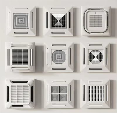 Home Interior Ceiling Air Conditioner Vents With Various Modern Square And Round Designs 3d model