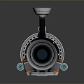 Future Tech Metallic Weapon With Cylindrical Body Advanced Energy Cells And Reflective Base