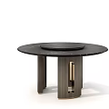 Elegant Modern Round Dining Tables With Marble Tabletop Wooden Legs And Geometric Cutout Design