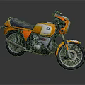 BMW Vintage Motorcycle With Yellow Orange Body And Black Leather Seat