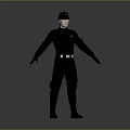Fictional Character In Black Uniform With Hat Standing Arms Outstretched Pose