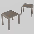 Two Modern Minimalist Stools With Metal Frame And Square Seat Design 3d model