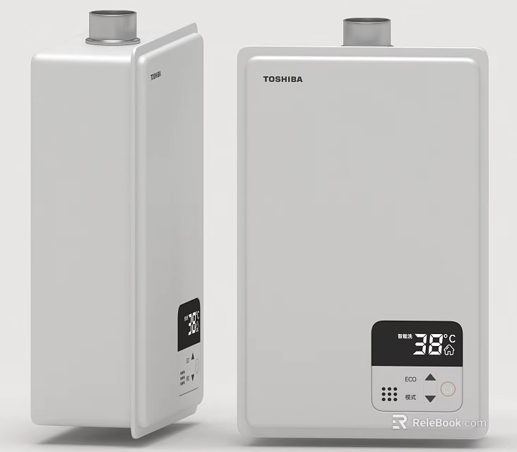 Toshiba White Kitchen Water Heater With 38℃ Temperature Display And Control Panel 3d model 