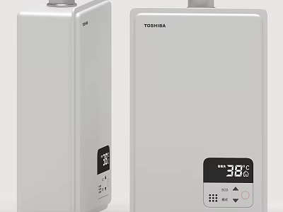 Toshiba White Kitchen Water Heater With 38℃ Temperature Display And Control Panel 3d model