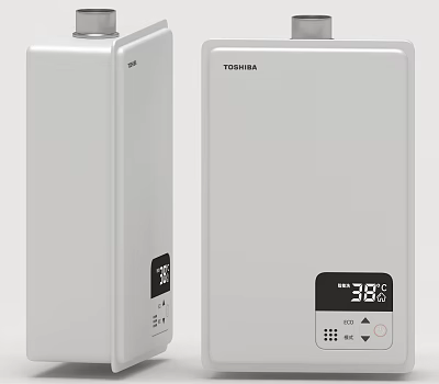 Toshiba White Kitchen Water Heater With 38℃ Temperature Display And Control Panel 3d model