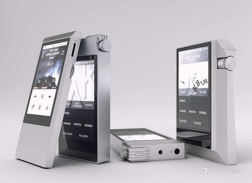 Portable Entertainment Electronics With Music Playback Screen And Silver Stand Design 3d model 