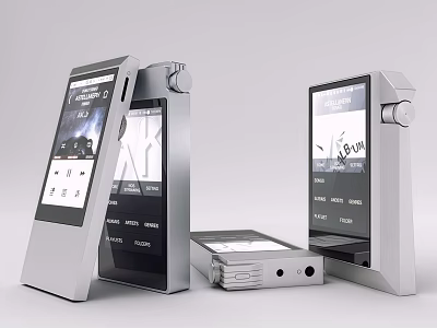 Portable Entertainment Electronics With Music Playback Screen And Silver Stand Design 3d model