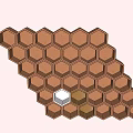 Symmetrical Honeycomb Decorative Cabinet With Hexagonal Structure Brown Tones In Light Pink Background