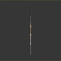 Decorative Ancient Sword with Metallic Texture and Orange Accents on Gray Background