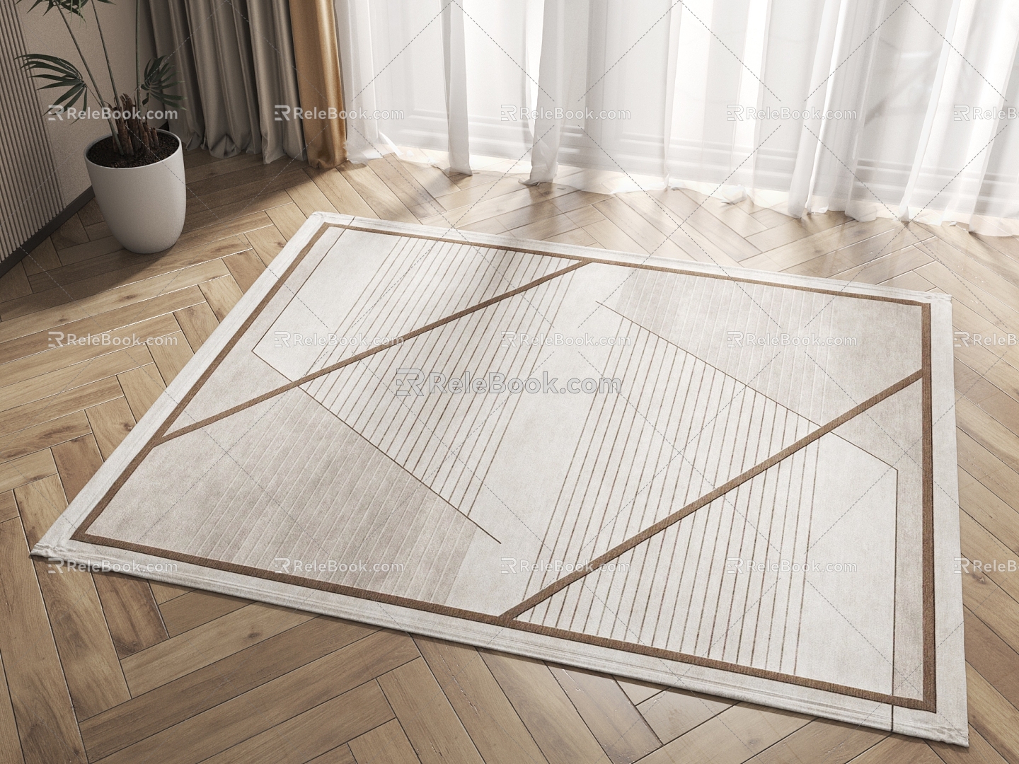 Modern Square Carpet Square Geometric Carpet 3d model