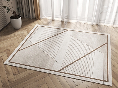 Modern Square Carpet Square Geometric Carpet 3d model