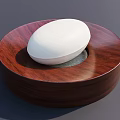 Oval White Soap On Wooden Dish Base For Bathroom Daily Washing Essentials