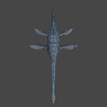 Realistic Plesiosaur Game Movie Character With Extended Neck Open Jaws And Fins