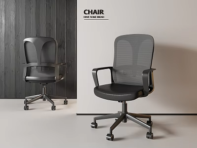 Modern Office Chair With Mesh Back Black Seat Armrests And Wheels 3d model