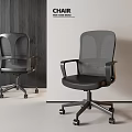 Modern Office Chair With Mesh Back Black Seat Armrests And Wheels