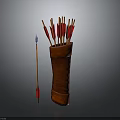 Handcrafted Traditional Arrow Weapon Stored in Leather Quiver with Extra Arrow