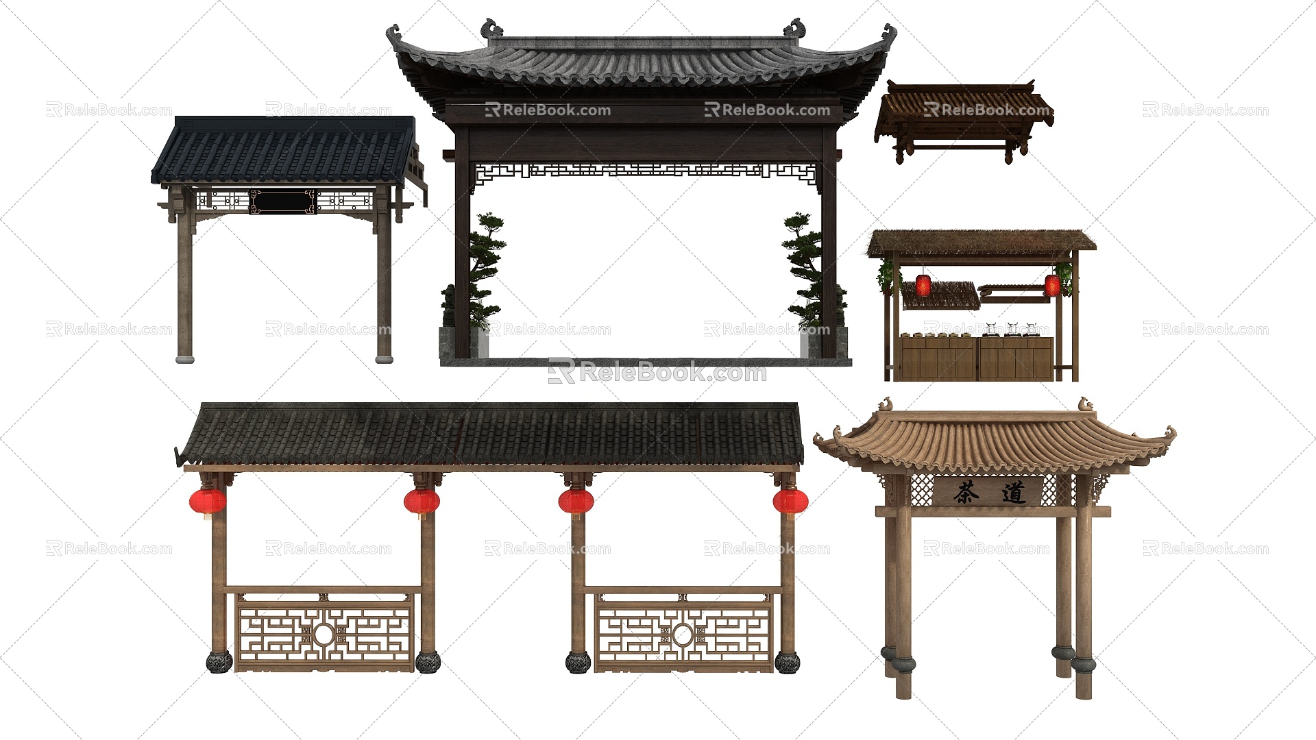 Chinese Style Door Head Chinese Eaves Door Head Chinese Style Archway 3d model