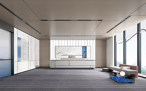 Modern Front Office Front Desk 3d model