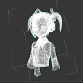 Anime Style 3D Character With Black Hair Pigtails Headphones And Red Patch
