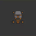Orange and Gray Multi wheeled Concept Vehicle with Modern Design and Orange Hubcaps