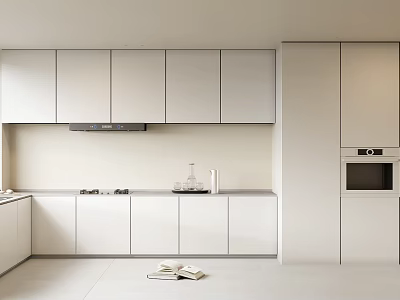 Modern White Kitchen Interior Featuring Sleek Cabinets Countertop Stove And Oven 3d model