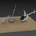 Natural Sandy Ground Scene With Small Sailboat And White Helicopter