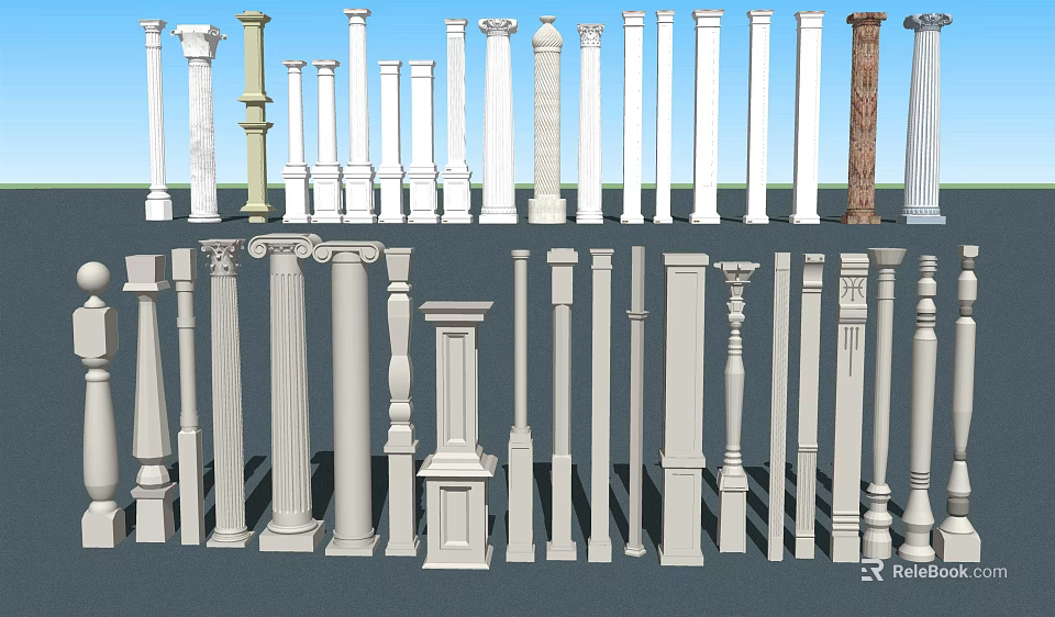 Variety Of Roman Columns Designs And Styles 3d model 