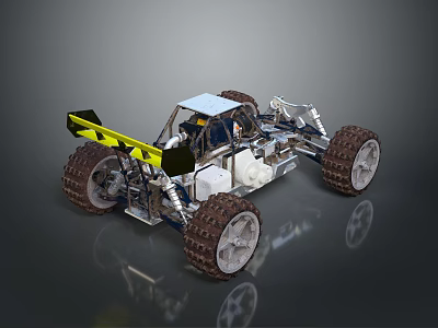 Rough Terrain Off Road Vehicle With Large Tires And Yellow Frame Design 3d model