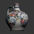 Colorful Hand Painted Vase Decorated With Vibrant Floral Patterns And Lush Green Leaves