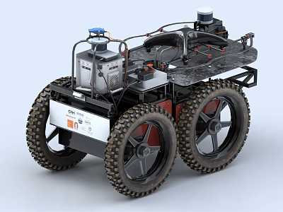 Intelligent Machine With Large Rugged Wheels Metallic Frame And Storage Tank For Outdoor Tasks 3d model