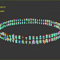 Colorful Game And Movie Characters In Circle With Various Hairstyles Expressions Reflections On Gray Background