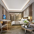 Modern Luxurious Hotel Room Interior Design With Bed TV Sofa And Coffee Table