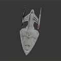 Futuristic Transparent Spaceship Model With Colorful Lights Thruster Details And Reflective Surface