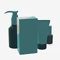Teal Cosmetic Products Collection with Pump Bottle Tube Jar and Packaging Box