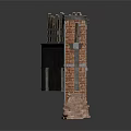 Crenellated Architectural Wall Structure With Brick Columns Stone Panels And Decorative Railings