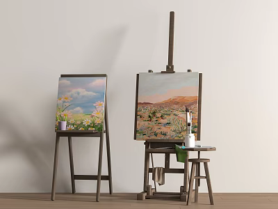 Easel Brush Paint 3d model